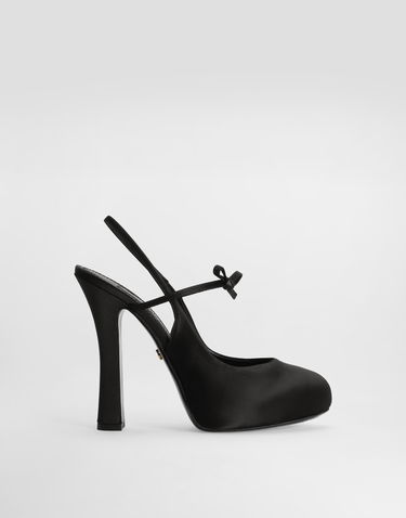Tilbehør Dolce & Gabbana Dolce & Gabbana Satin Slingbacks with Bow Detail Sort | CG0930AE5478B956, 0