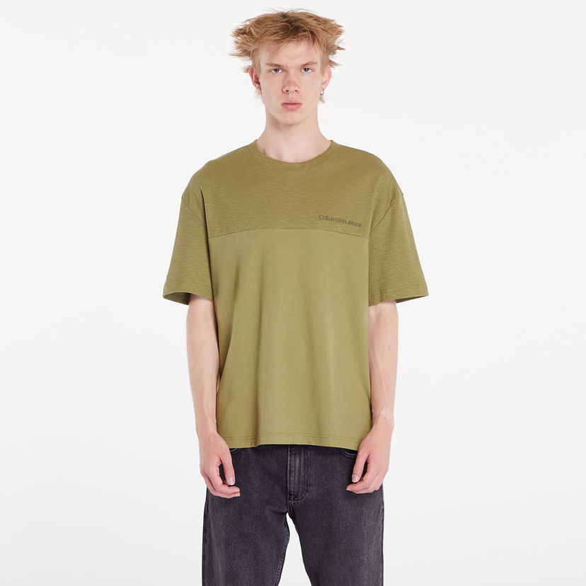 T-shirt CALVIN KLEIN Texture Mix Cotton T-Shirt Dark Juniper Grøn | J30J325424 L9N