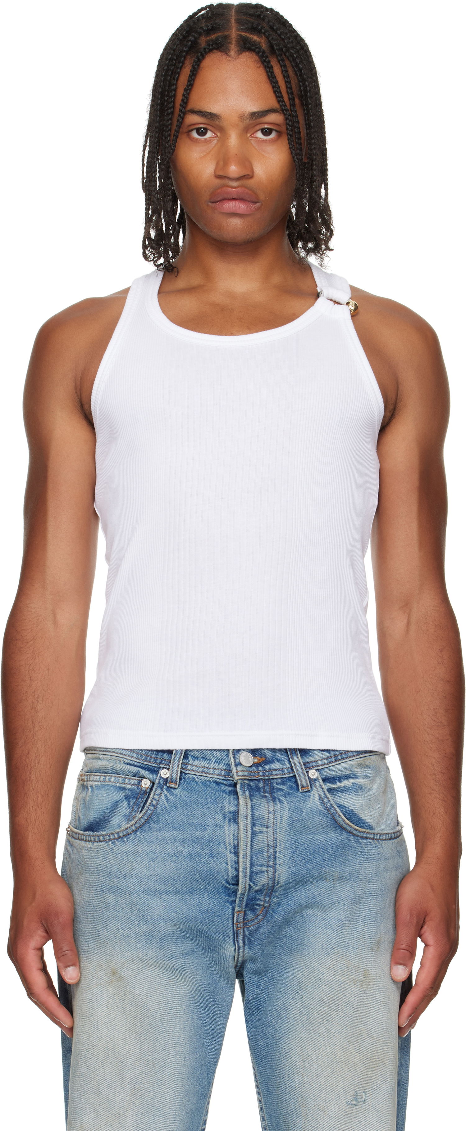 Tanktop Jean Paul Gaultier Jean Paul Gaultier 'The Piercing' Tank Top Hvid | 25/03-W-TO375-J014-01, 0