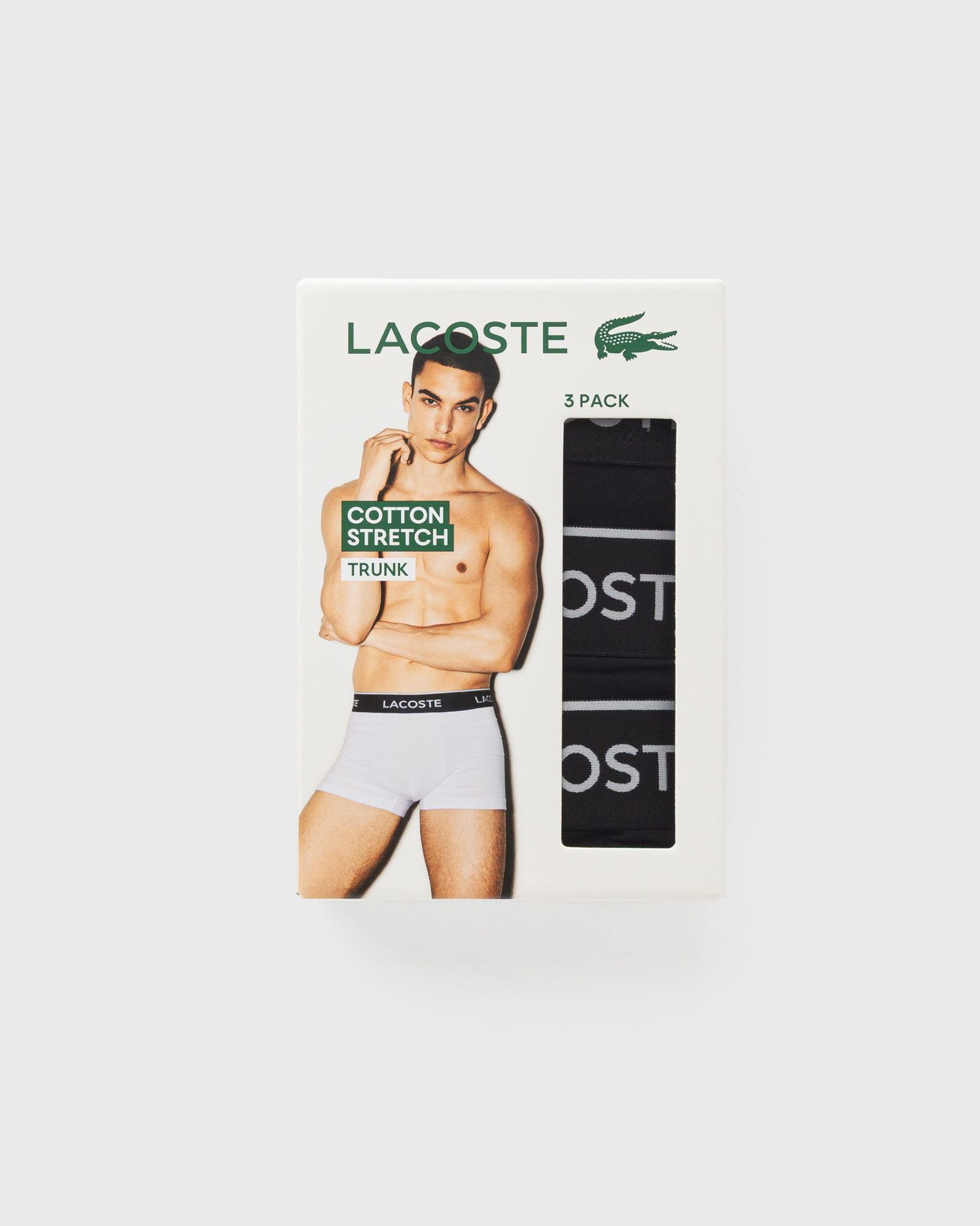 Boksere Lacoste 3 Pack Cotton Stretch Trunk Sort | 5H1300-031, 0