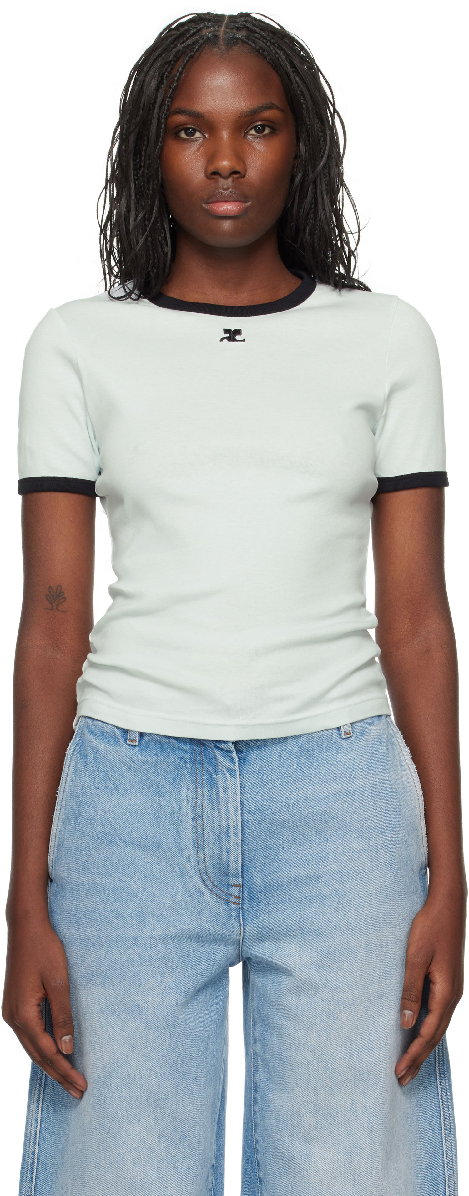 T-shirt Courrèges Signature Contrast T-Shirt Grøn | 223JTS017JS0070, 0