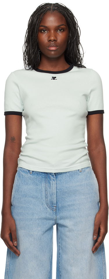 T-shirt Courrèges Signature Contrast T-Shirt Grøn | 223JTS017JS0070, 0
