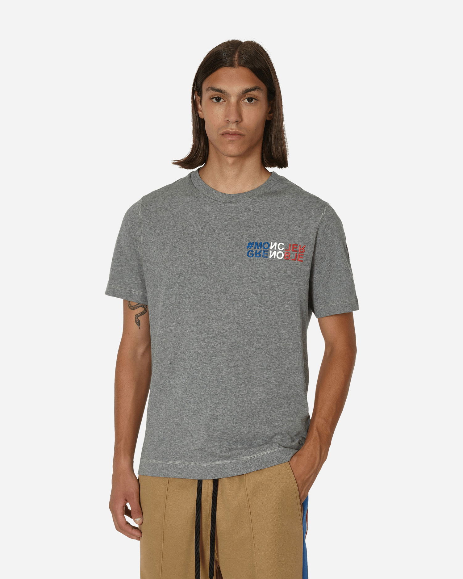 T-shirt Moncler Grenoble Short Sleeve T-Shirt Grey Grå | 8C000-03-83927-987, 1