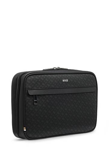 Rejsetaske BOSS Monogram washbag with foil-embossed logo Sort | 50552626, 1