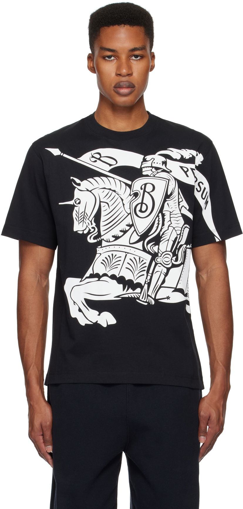 T-shirt Burberry Knight Graphic Cotton T-shirt Sort | 8095058