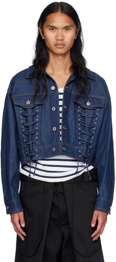 Jakke Jean Paul Gaultier Jean Paul Gaultier Lace-Up Cropped Denim Jacket Blå | 24/30-F-VE067-D015-55, 0