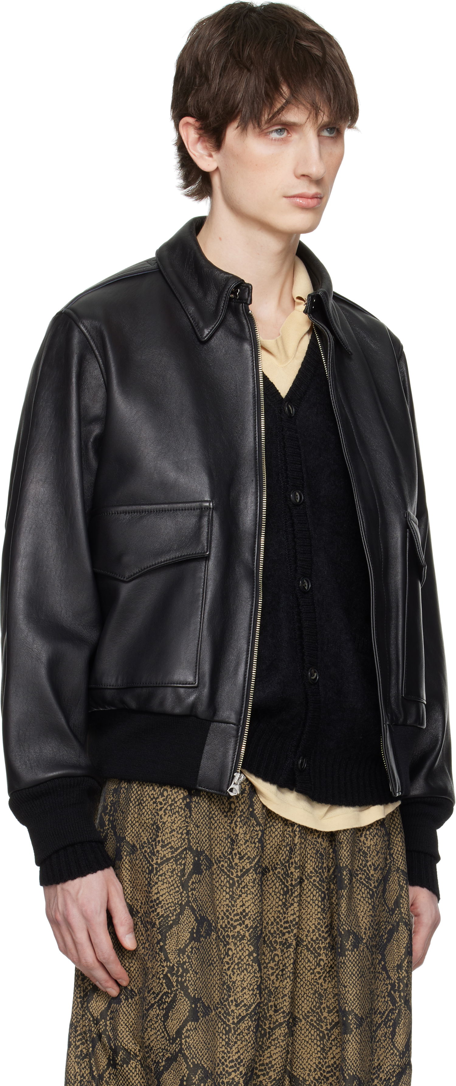 Bomberjakke WACKO MARIA WACKO MARIA A-2 Leather Flight Jacket Sort | 25SS-WMO-BL04, 1