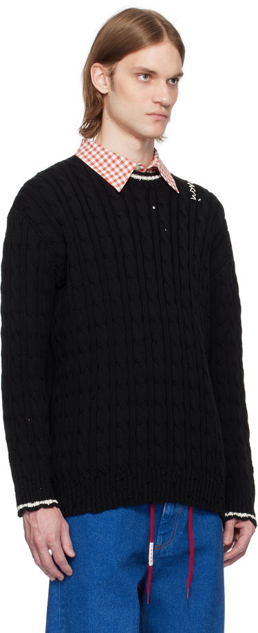 Sweater Marni Marni Dishevelled Cable Knit Sweater Sort | POMG0071EQ UFC656, 1