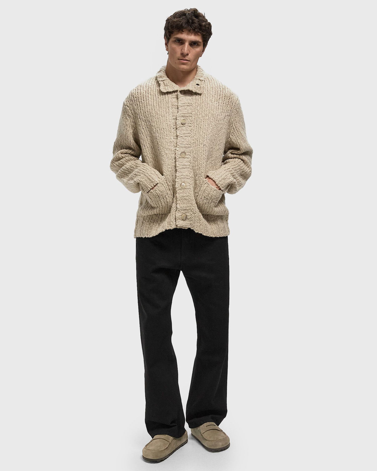 Sweater CLOSED Chunky Knit Button-Front Turtleneck Cardigan Beige | C86449-94B-22-198, 1