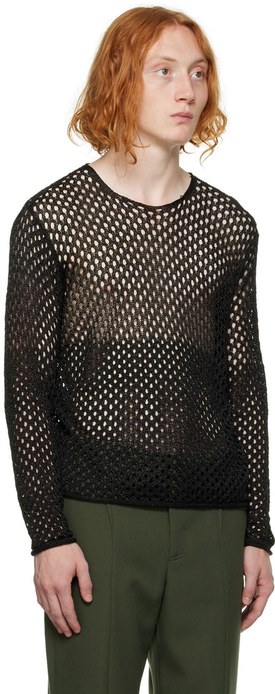 Sweater Dion Lee Metallic Long Sleeve Sweater Sort | C7107F22, 1