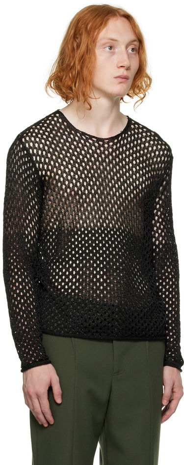 Sweater Dion Lee Metallic Long Sleeve Sweater Sort | C7107F22, 1