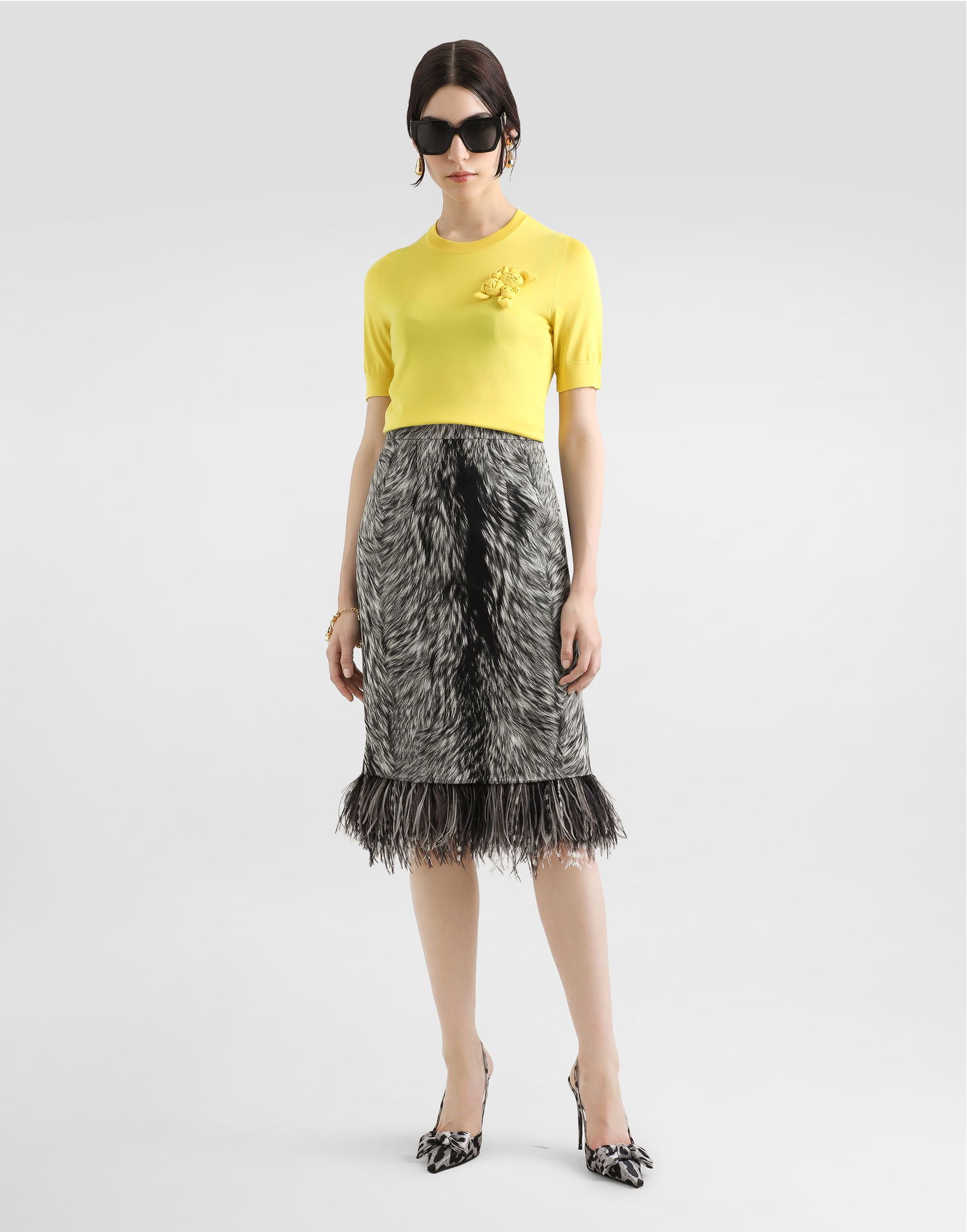 Sweater Dolce & Gabbana Dolce & Gabbana Silk Short-Sleeved Sweater with 3D Flower Embellishment Gul | FXX03ZJBSKYA0177, 1