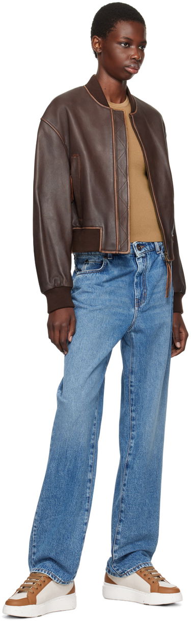 Bomberjakke Max Mara Weekend Max Mara Nappa Leather Bomber Jacket Brun | 2425446031600, 3