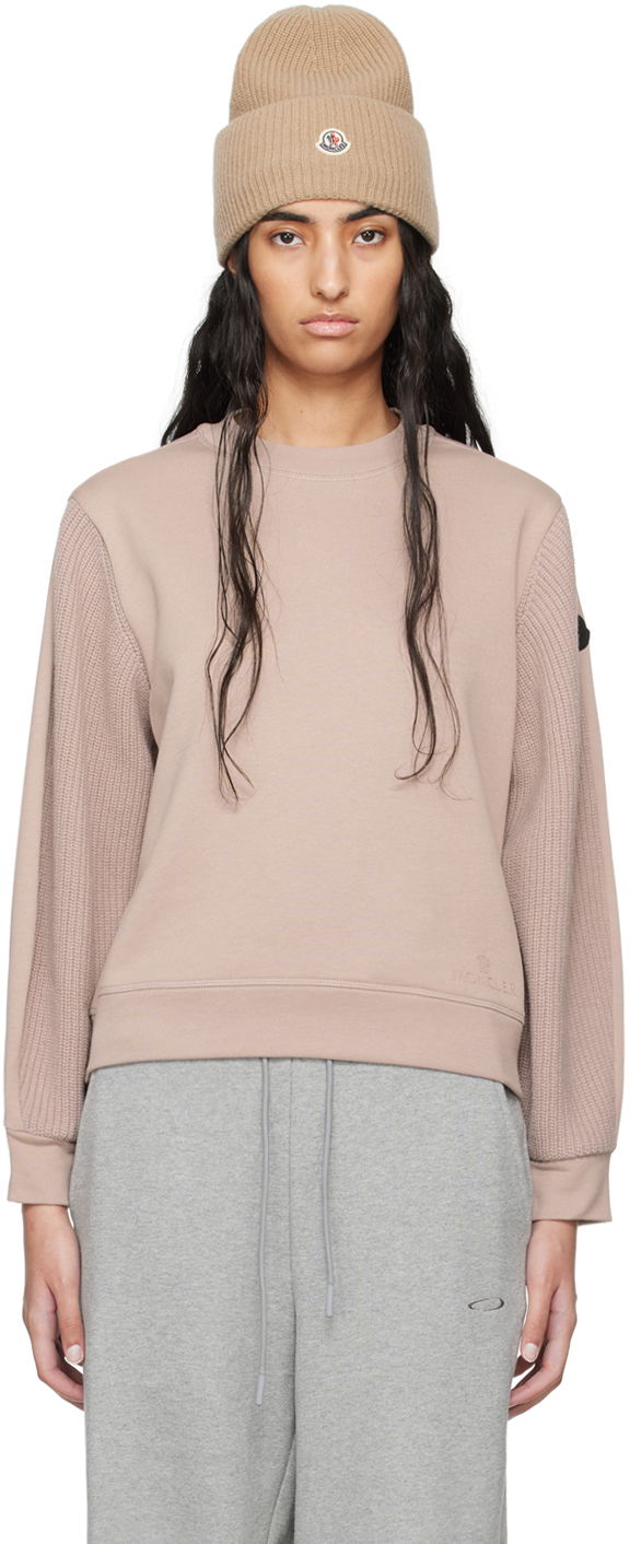 T-shirt Moncler Pink Logo Patch Sweatshirt Beige | J20938G00010809KR