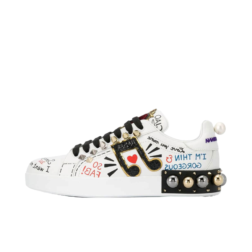 Sneakers og sko Dolce & Gabbana Portofino Applique White Music Note W Flerfarvet | CK0151AH0768S534