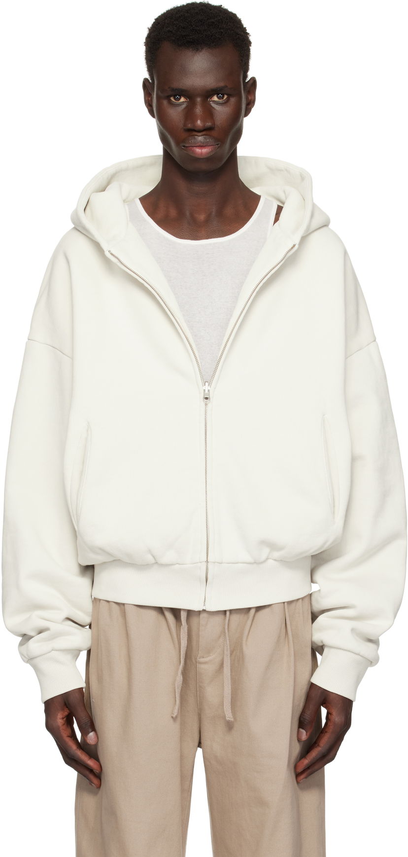 Sweatshirt Entire Studios Entire Studios Thermal Zip-Up Hoodie Hvid | ES2488RI
