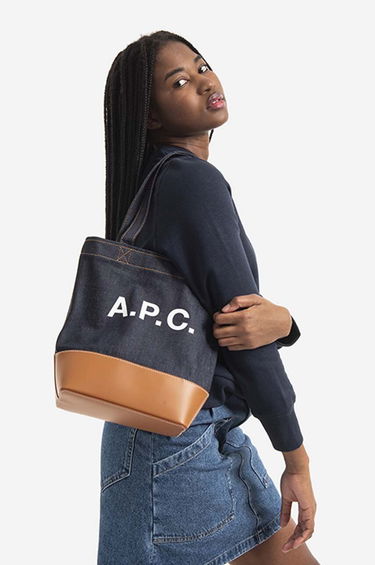 Rygsække og tasker A.P.C. Navy & Tan Small Axel Tote Sort | CODDP-M61568, 1