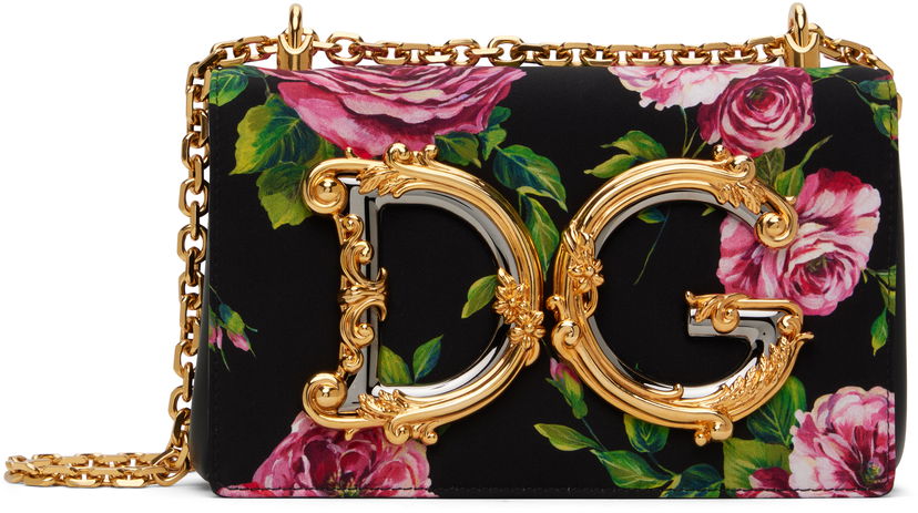 Håndtaske Dolce & Gabbana Dolce&Gabbana 'DG' Floral Print Shoulder Bag Sort | BB6498 AS110