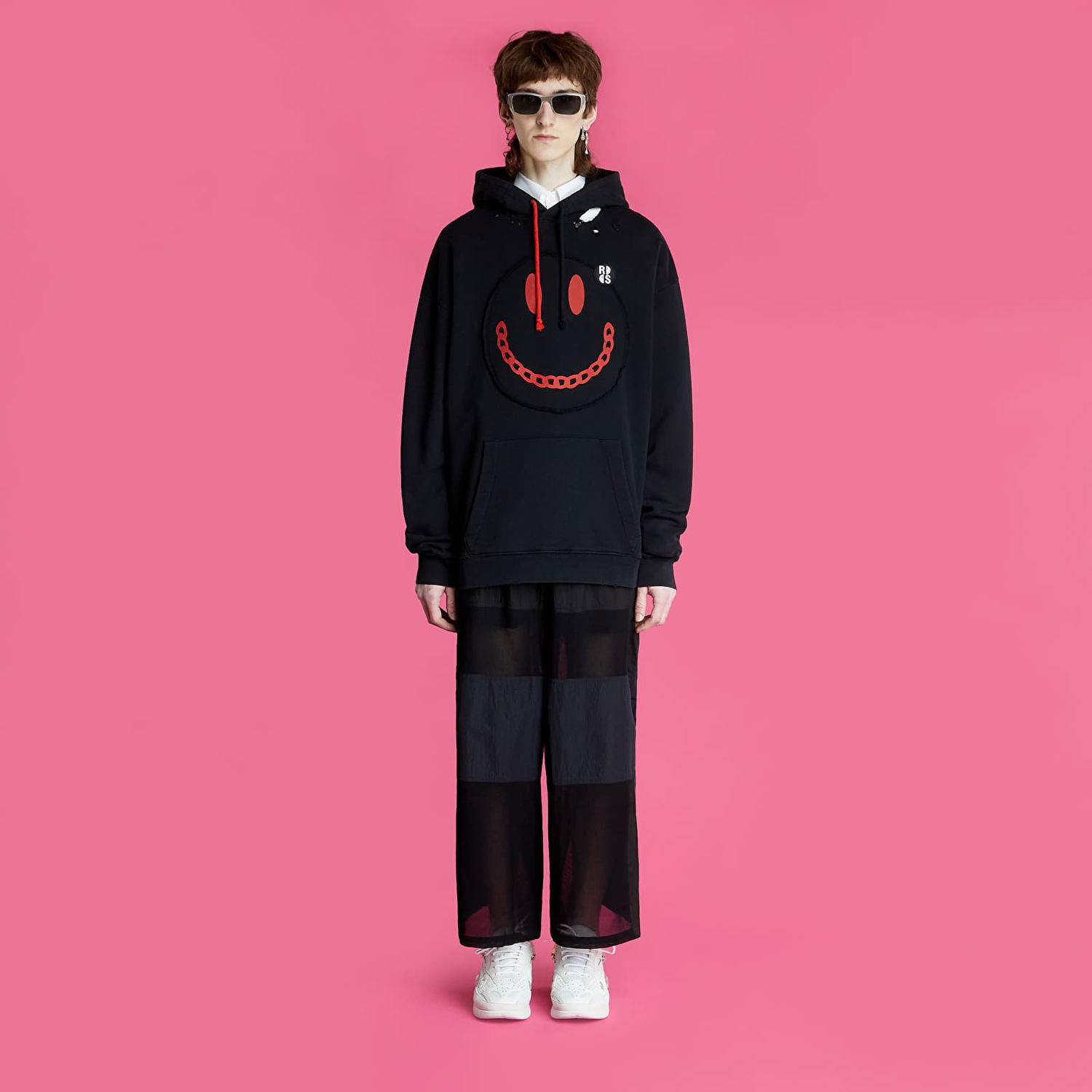Sweatshirt RAF SIMONS Regular Fit Hoodie With Print Destroy Washed Sort | 224-164-19003-0099, 1