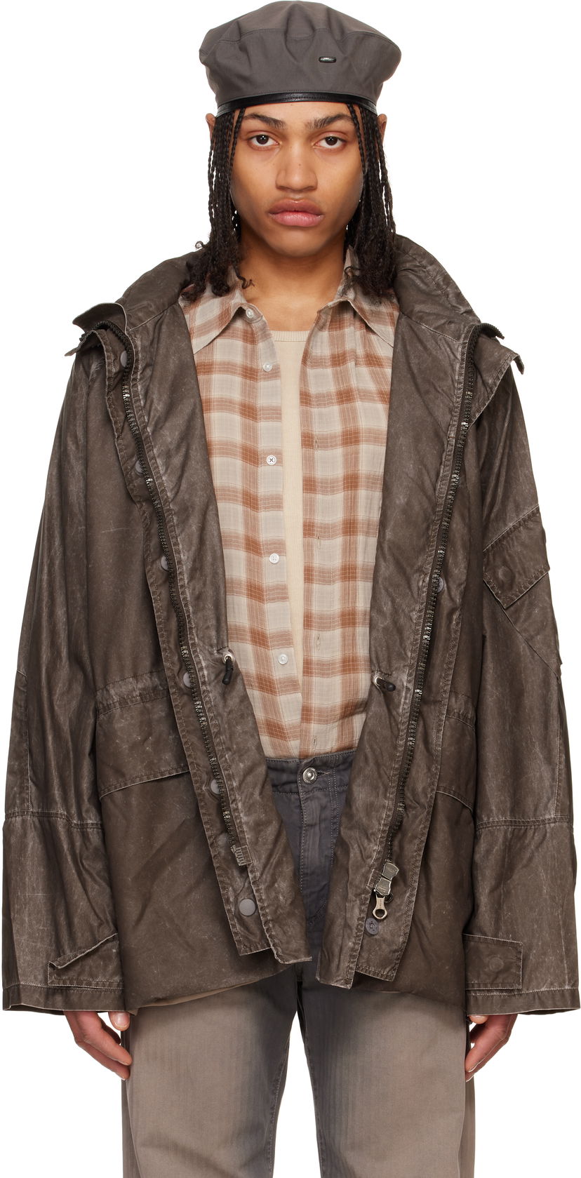 Parka OUR LEGACY Our Legacy Horizon Hooded Waxed Cotton Jacket Grå | M2251HAB