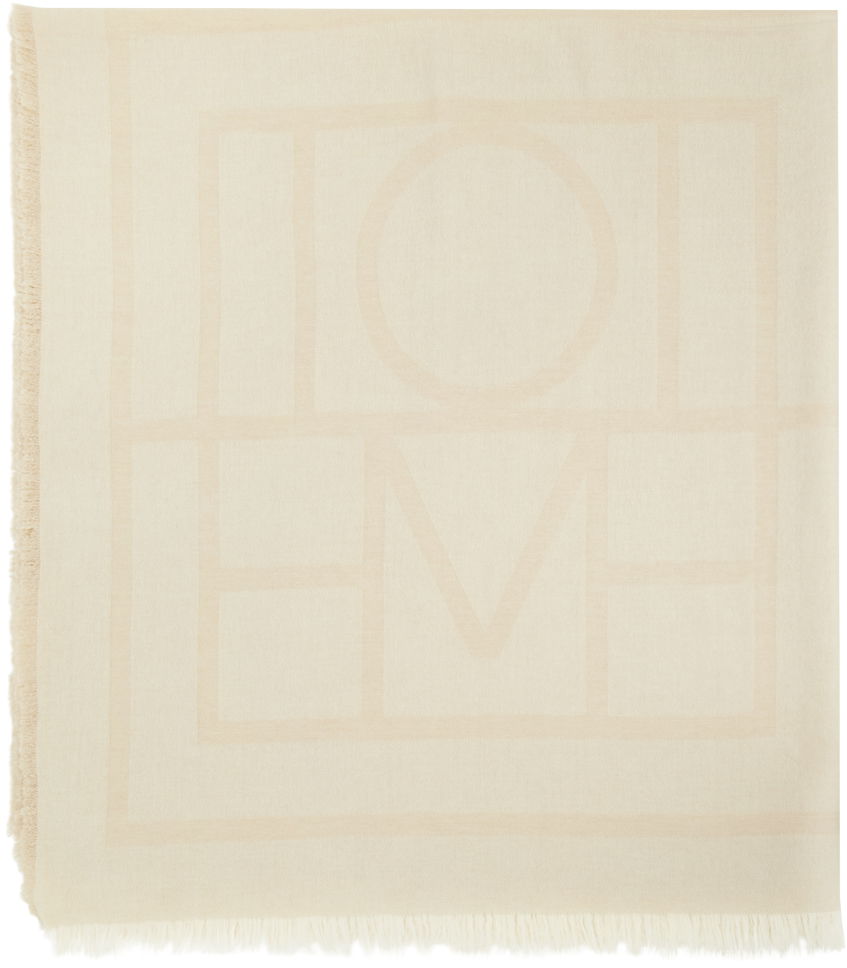 Tørklæde TOTEME Monogram Wool Cashmere Scarf Beige | 224-894-808, 1
