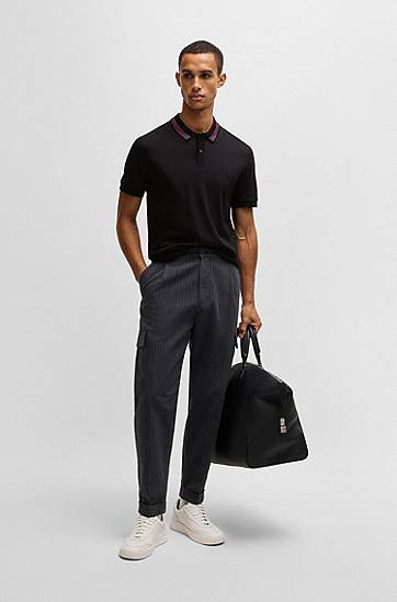 Polo skjorte BOSS BOSS Slim Fit Polo Shirt with Collar Stripe Sort | 50531791, 1