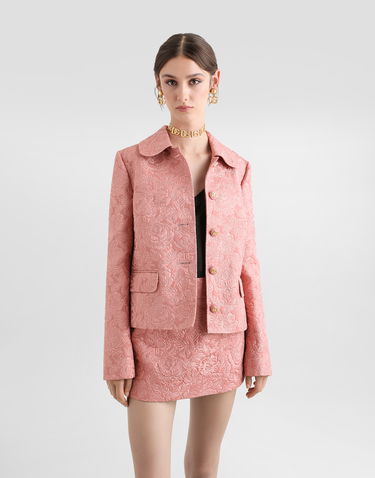 Jakke Dolce & Gabbana Dolce & Gabbana Single-Breasted Floral Jacquard Jacket Lyserød | F29UETHJMQKF0473, 3