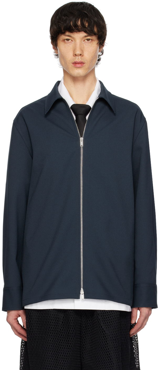 Skjorte Jil Sander Zip Shirt Mørkeblå | J22DL0178_J70001