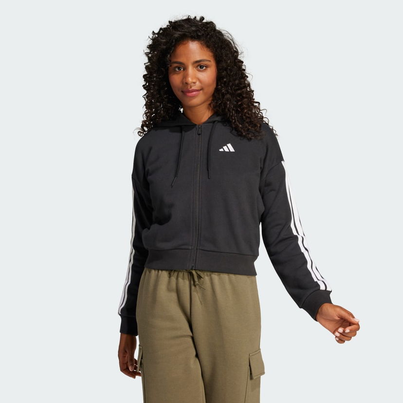 Sweatshirt adidas Performance Cropped Full-Zip Hoodie Sort | JE0052