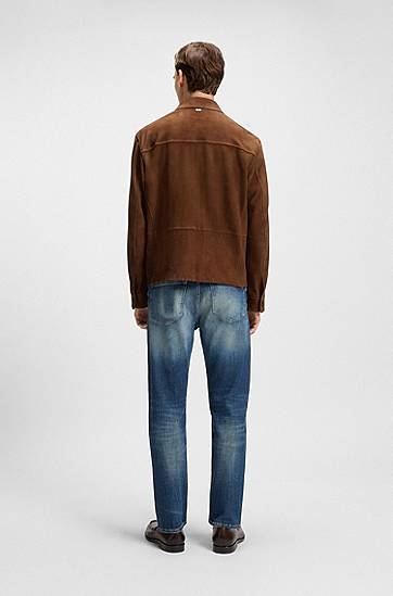 Jakke BOSS Regular-Fit Suede Jacket Brun | 50543204, 1
