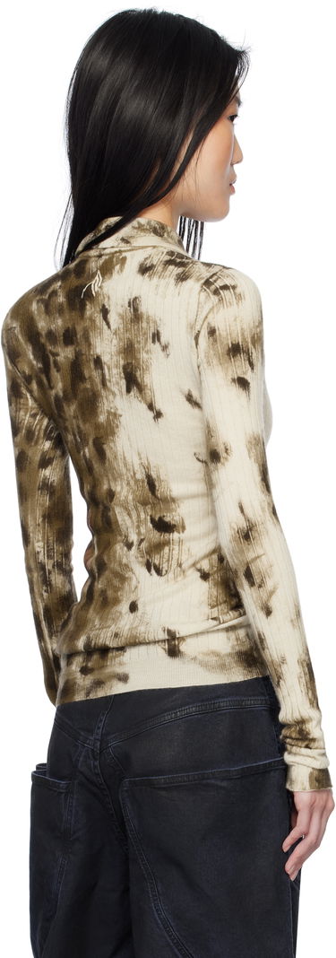 Polo skjorte The Attico The Attico Animal Print Long Sleeve Polo Beige | 250WCK00112 KWS006PR, 2