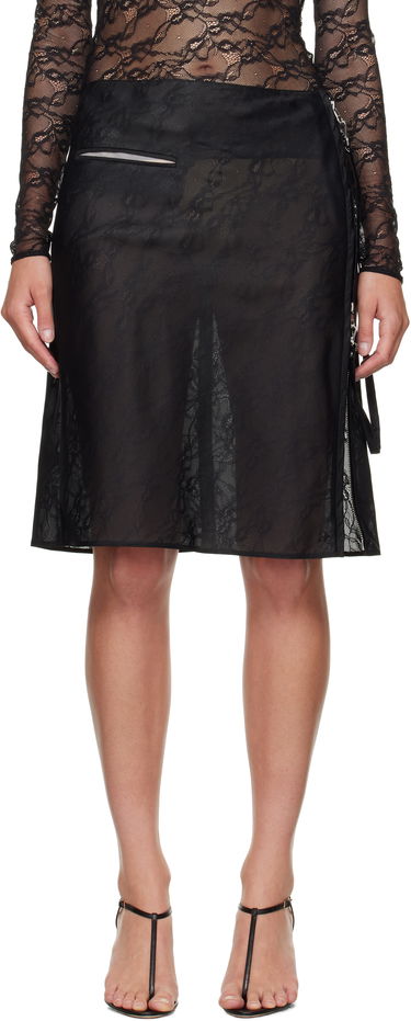 Nederdel Courrèges Courrèges Zipped Lace Midi Skirt Sort | 325CJU306PA0135, 0