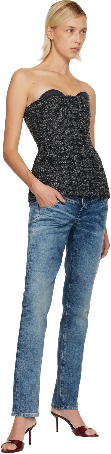 Crop top Diesel T-Orset Tweed Strapless Bustier Top Grå | A20623 0EPCS, 3