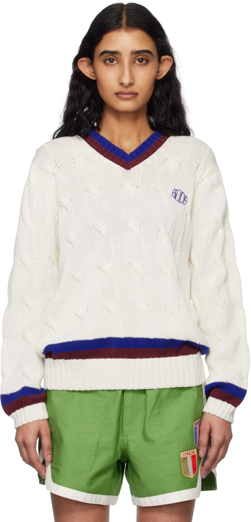 Sweater Bode Bode Tennis Knit Sweater Hvid | MRS25KT052