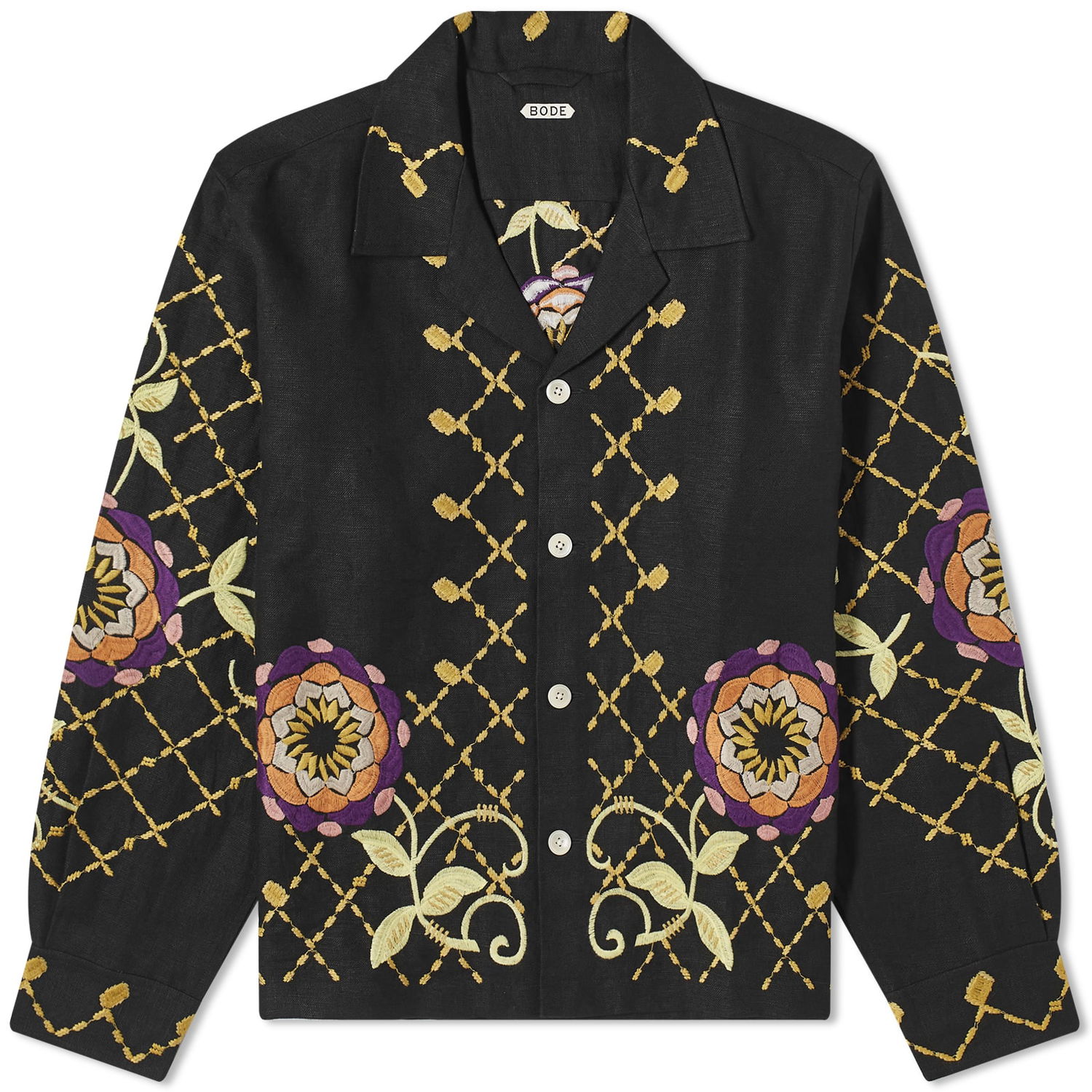 Skjorte Bode Floral Pinwheel Shirt Sort | MRF23SH066-BLK, 0