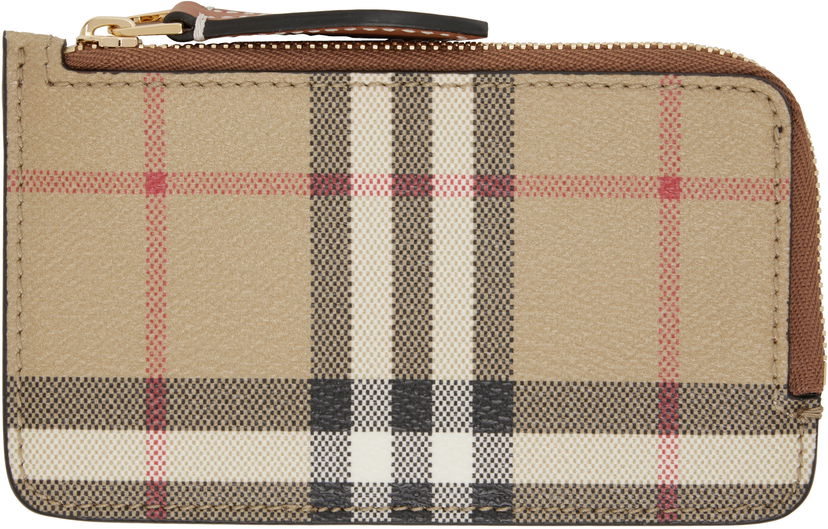 Tegnebog Burberry Burberry Check Zip Card Holder Beige | 8109804