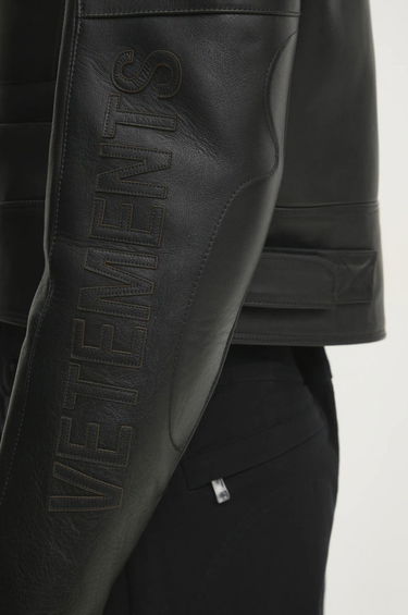 Jakke VETEMENTS VETEMENTS Racing Logo Leather Jacket Sort | UA66JA210B, 4
