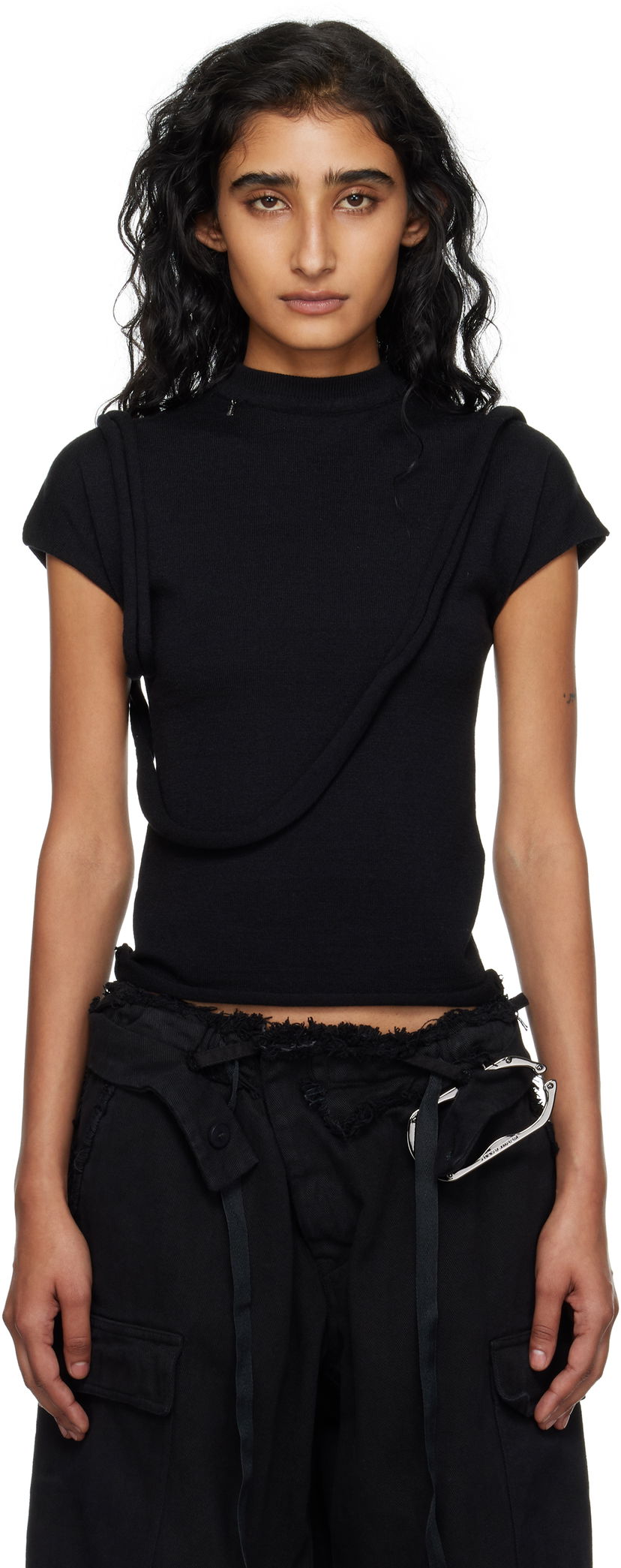 T-shirt Ottolinger Ottolinger Deconstructed Knit T-shirt Sort | 107-106107-01