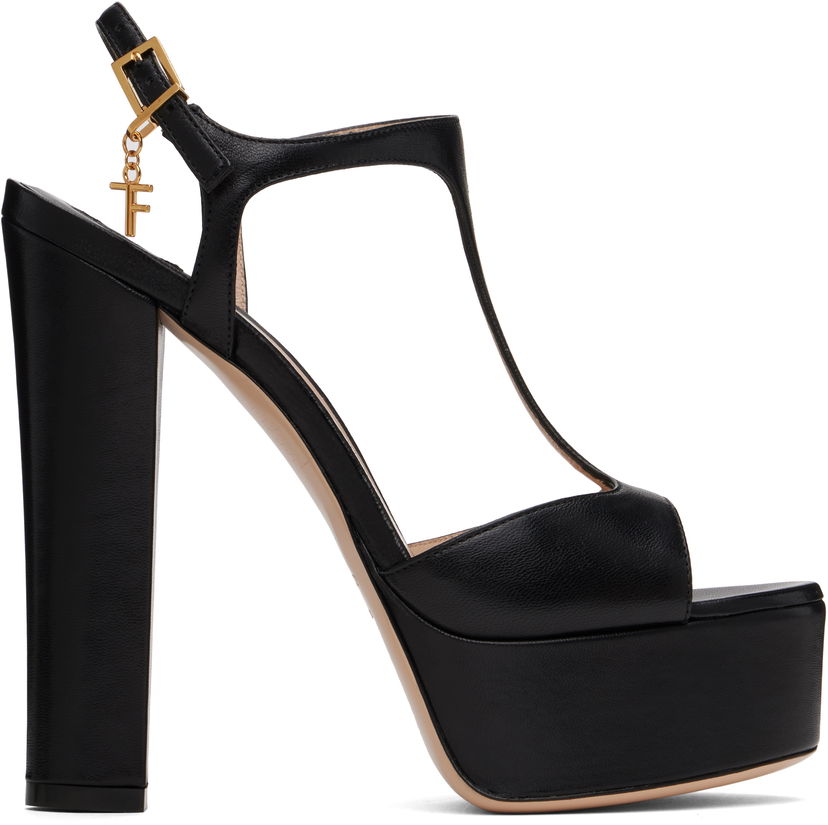 Tilbehør Tom Ford TOM FORD Nappa Leather Lux Heeled Sandals Sort | W3560-LSP002G