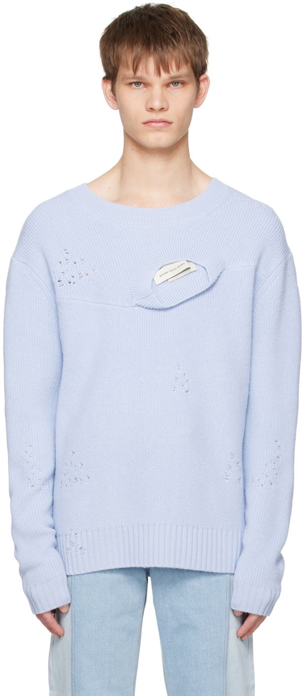 Sweater Feng Chen Wang Feng Chen Wang Distressed Sweater Blå | FUS15KT05, 0