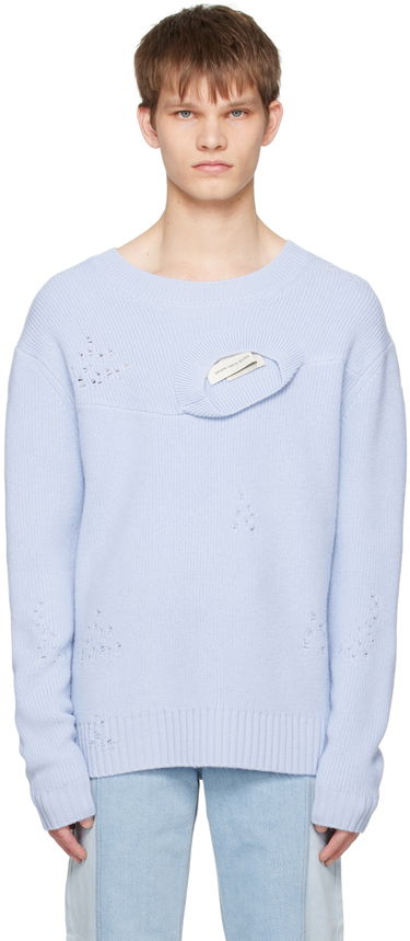 Sweater Feng Chen Wang Feng Chen Wang Distressed Sweater Blå | FUS15KT05, 0