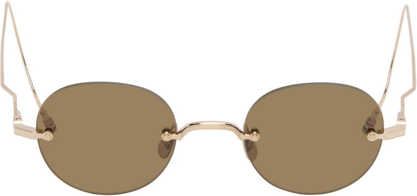 Solbriller Thom Browne Thom Browne Titanium Rimless Round Sunglasses Brun | UES937A-G0001