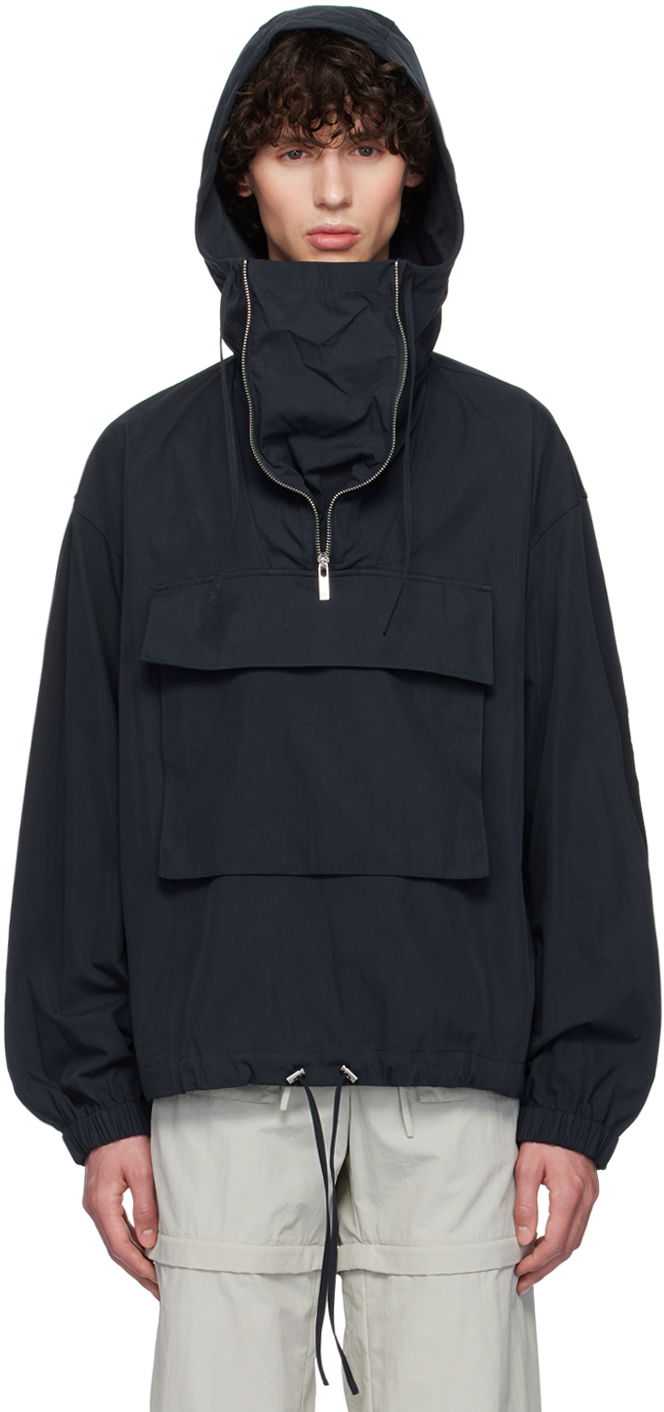 Vindjakke Helmut Lang Gusset Hooded Jacket Mørkeblå | O04HM101