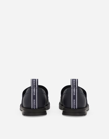Sneakers og sko Dolce & Gabbana Calfskin Nappa Branded Elastic Ballet Flats Mørkeblå | D20088AW0878V655, 2