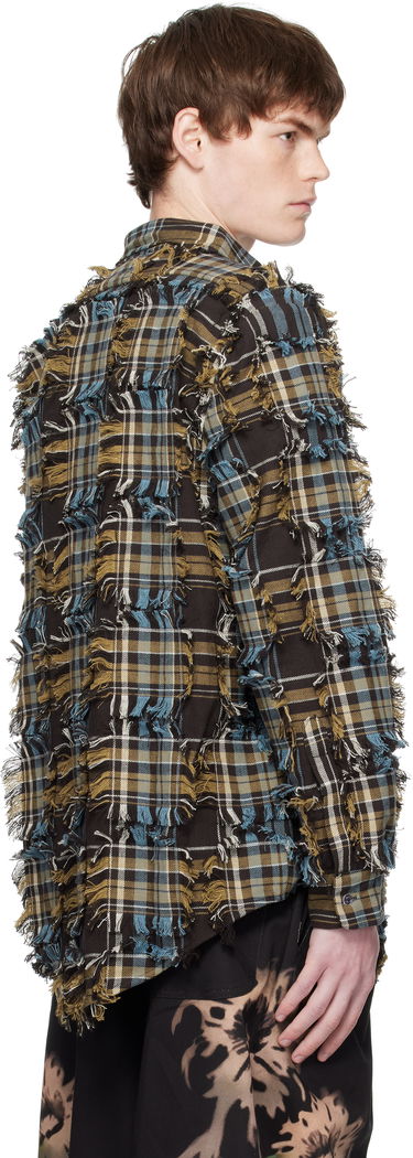 Skjorte Collina Strada Collina Strada Frayed Plaid Button-Up Shirt Brun | XX3063-B, 2