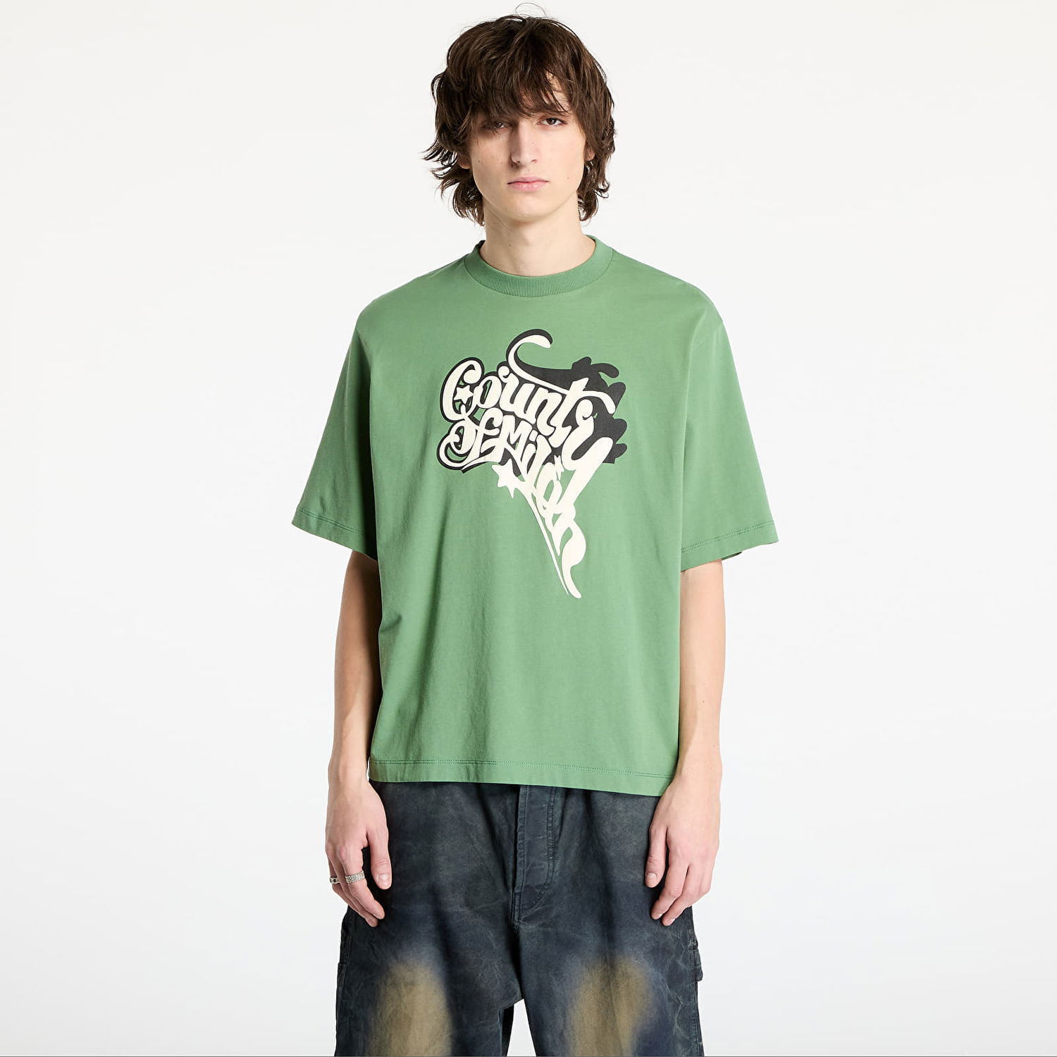 T-shirt Marcelo Burlon Marcelo Burlon County Melted Boxy T-Shirt Grøn | CMAA05AS25JER005526F, 0