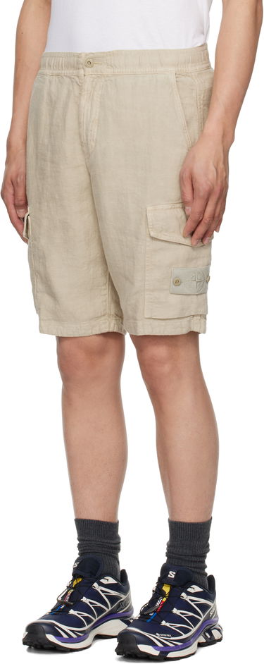 Shorts Stone Island Stone Island Diagonal Linen Shorts Beige | K1S15 L100001 S00F8, 3