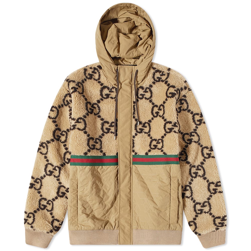 Parka Gucci Jumbo GG Fleece Panel Hooded Jacket Beige | 706419-XJETL-2066, 0