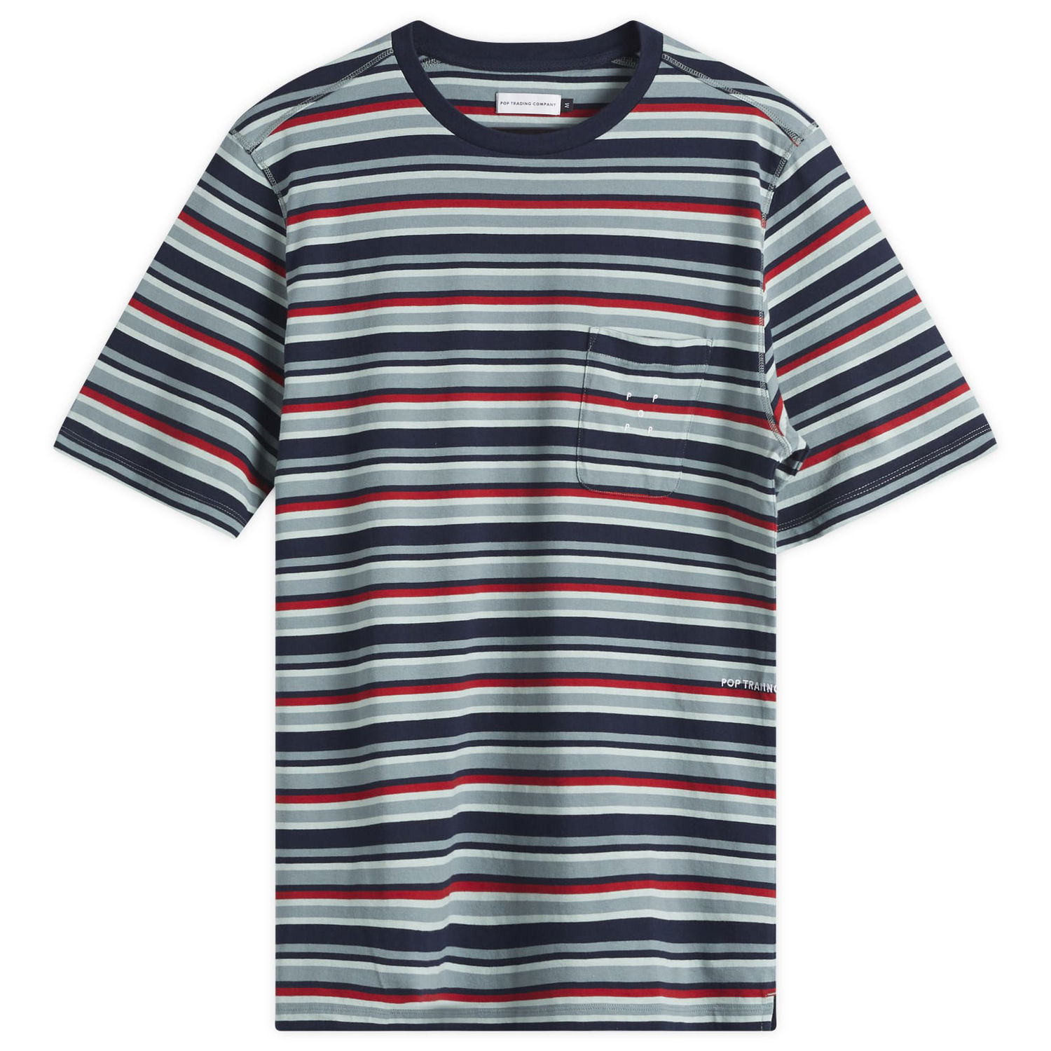 T-shirt Pop Trading Company Pop Trading Company Striped Pocket T-Shirt, Size Large Flerfarvet | POPSS25-02-007, 0