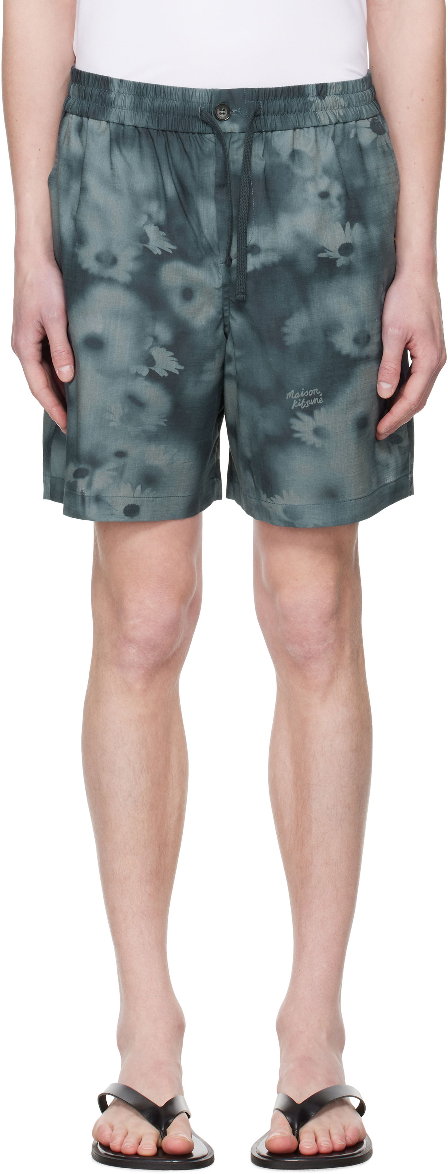 Shorts MAISON KITSUNÉ Maison Kitsuné Printed Elasticated Shorts Grøn | OM01407WW9054, 0